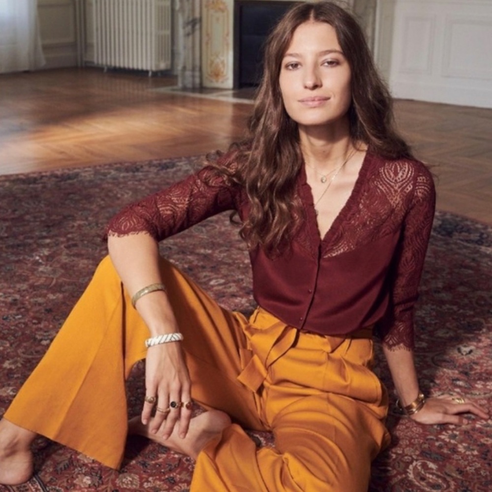 Sezane Margaret Top in Burgundy